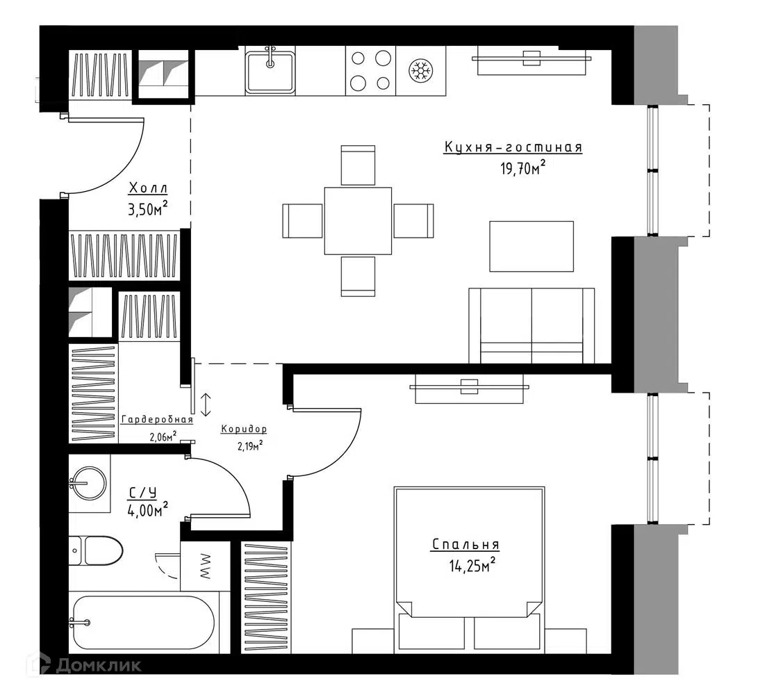 Купить 1-комнатную квартиру, 46 м² в ЖК Метрополия по адресу Москва ...