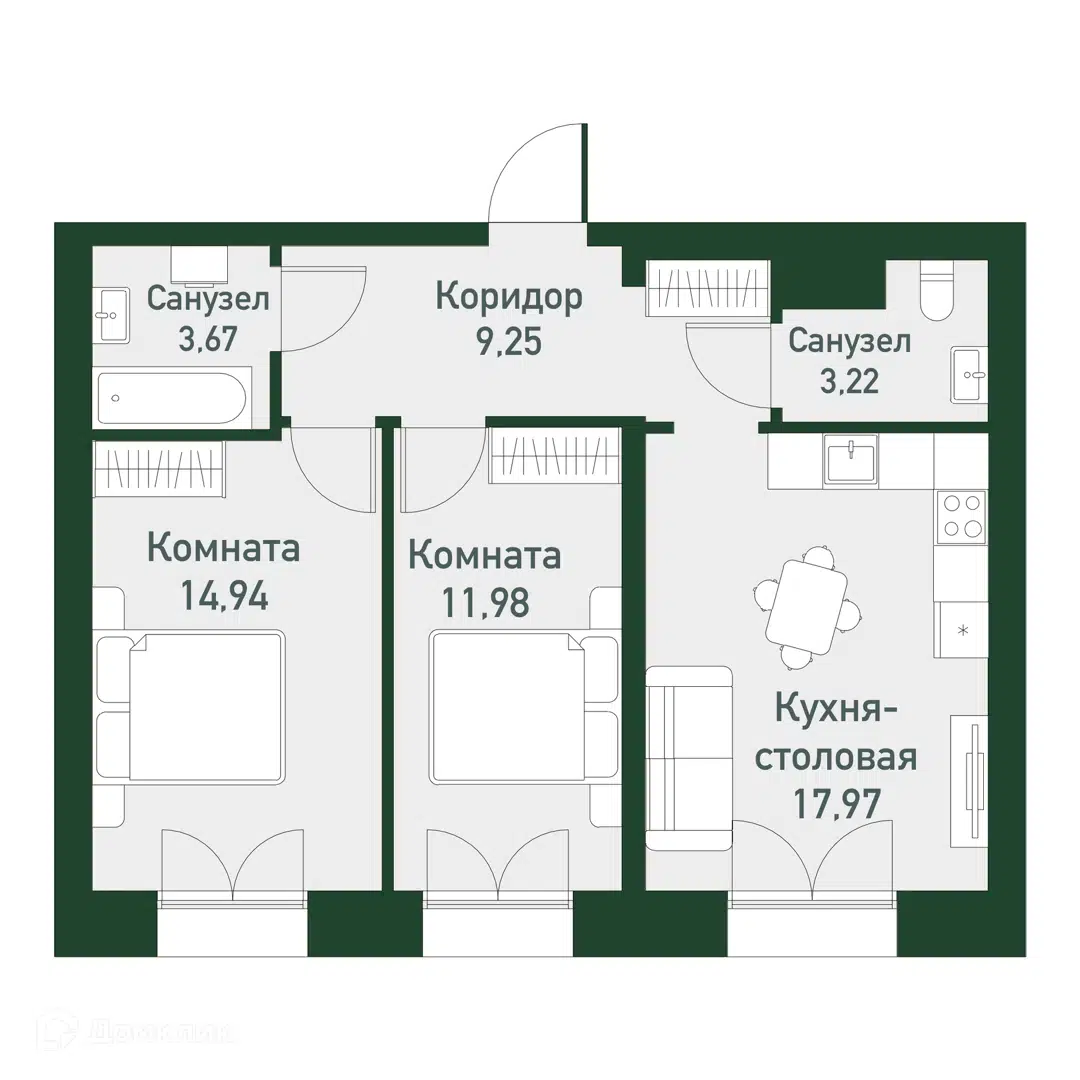 Купить 2-комнатную квартиру, 58.05 м² в ЖК ТВОЯ ПРИВИЛЕГИЯ по адресу Свердловска