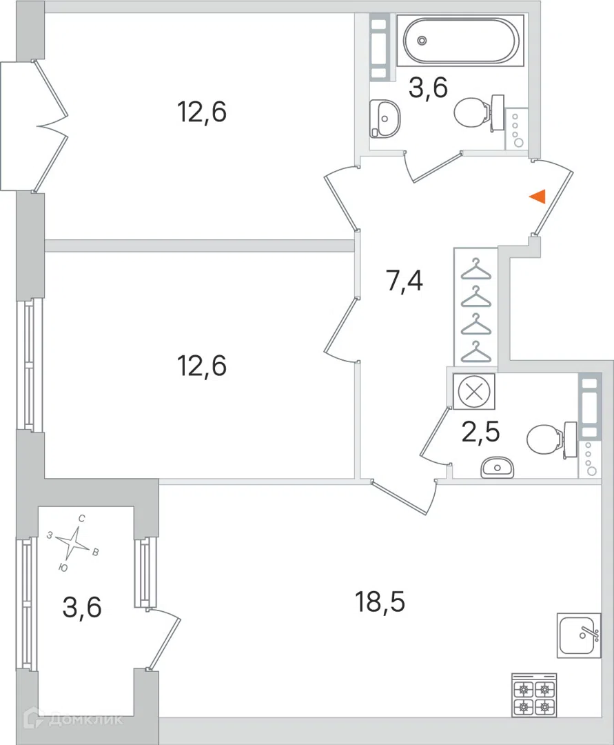 Купить 2-комнатную квартиру, 59 м² в ЖК Жилой квартал Дубровский по ...