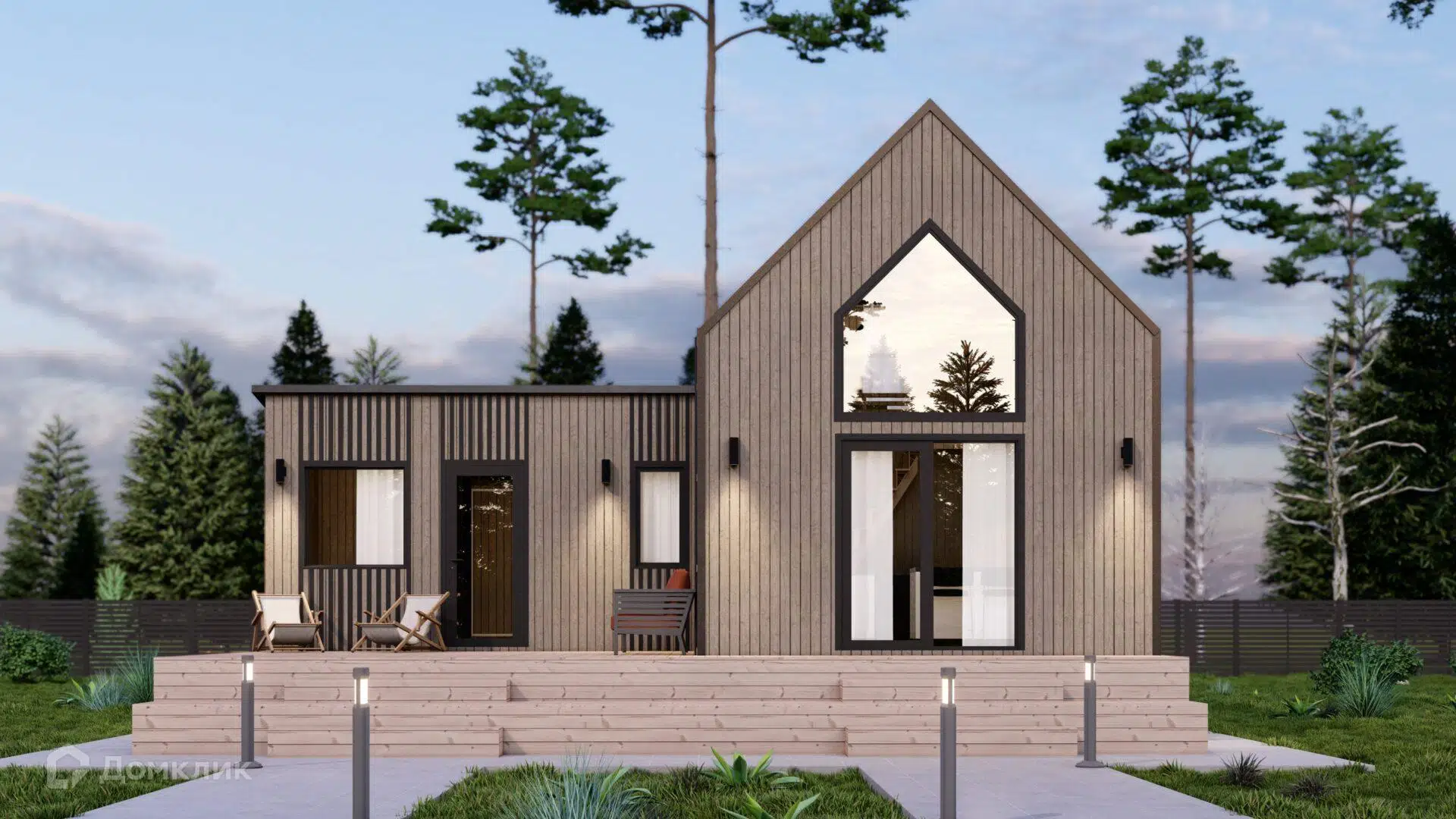 Проект дома «Барн-9» компании Каркас Поволжья из материала Каркасный дом площадью 80м² под ключ за 4000000₽ в Донецке | 2 этажа, 2 спальни, 1 санузел – Домклик