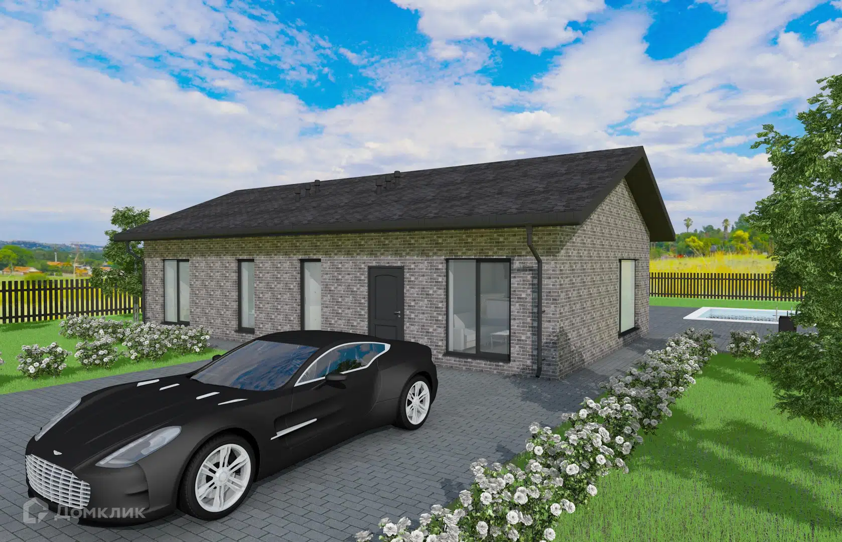 Проект дома «N69686 Одноэтажный» компании Nest Development из материала Газосиликатные блоки площадью 105.48м² под ключ за 7500000₽ в Донецке | 1 этаж, 3 спальни, 2 санузла – Домклик