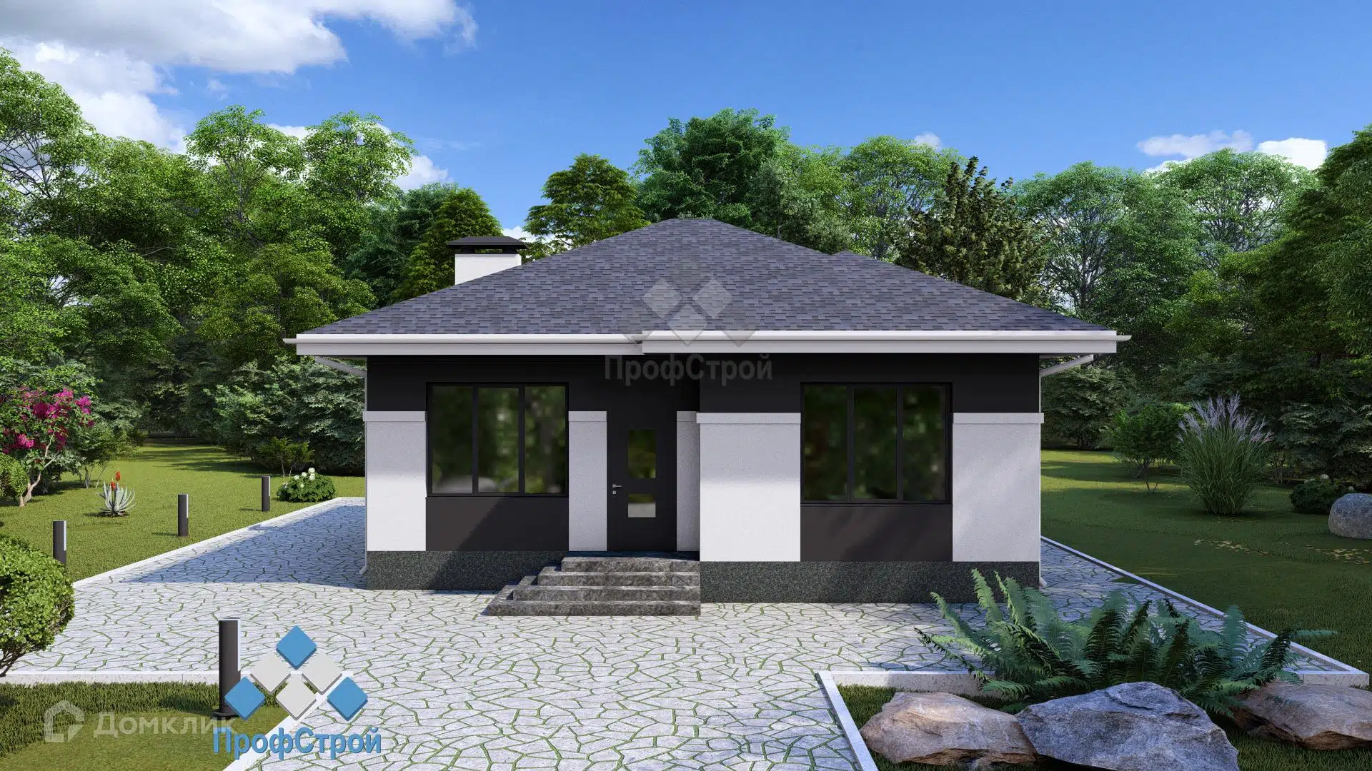Проект дома «Солнце» компании ПрофСтрой из материала Газобетонные блоки площадью 77.88м² под ключ за 4550000₽ в Донецке | 1 этаж, 3 спальни, 1 санузел – Домклик
