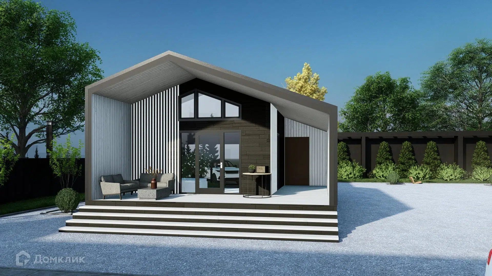 Проект дома «Одноэтажный МД-63Б» компании МАГАЗИН ДОМОВ из материала SIP-панели площадью 77м² под ключ за 5331000₽ в Донецке | 1 этаж, 1 спальня, 1 санузел – Домклик