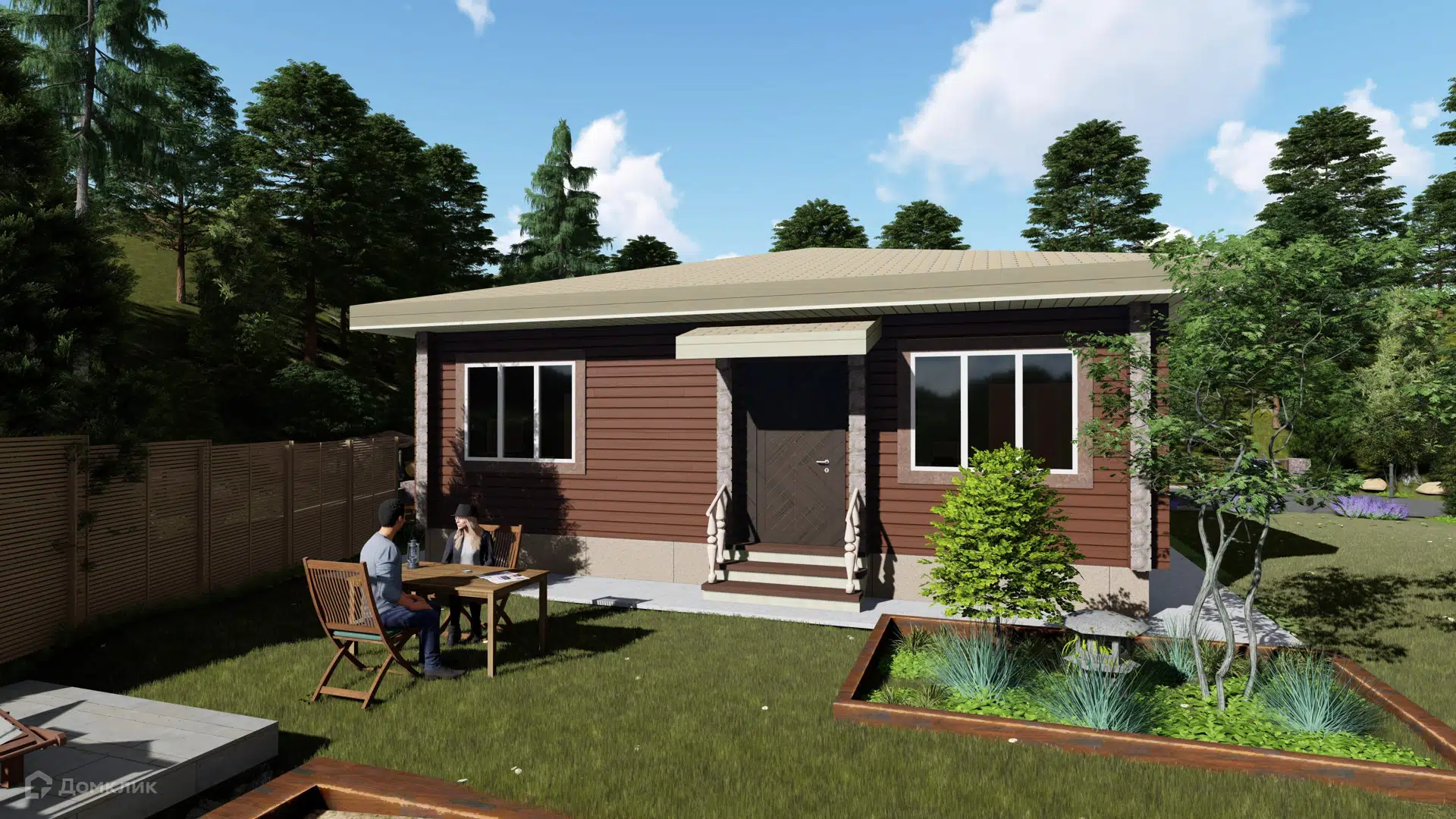 Проект дома «Тиенда» компании Вертикаль строй из материала Профилированный брус площадью 72.94м² под ключ за 3980000₽ в Донецке | 1 этаж, 2 спальни, 1 санузел – Домклик