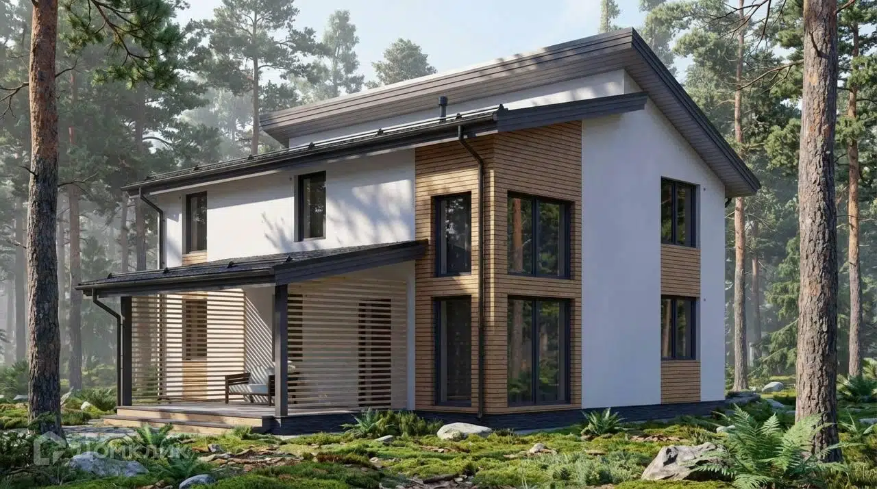 Проект дома «КД-303» компании OLLATALO из материала Каркасный дом площадью 148м² под ключ за 6297000₽ в Донецке | 2 этажа, 4 спальни, 2 санузла – Домклик