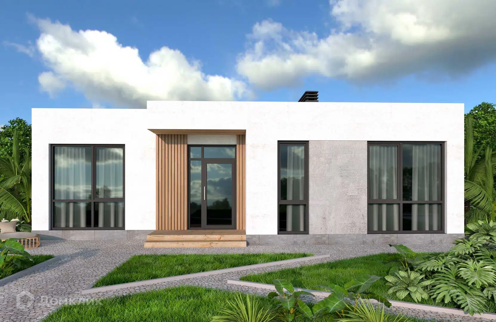 Проект дома «Проект 363-1-NOVA» компании Новация из материала Газобетонные блоки площадью 102м² под ключ за 6500000₽ в Донецке | 1 этаж, 3 спальни, 2 санузла – Домклик