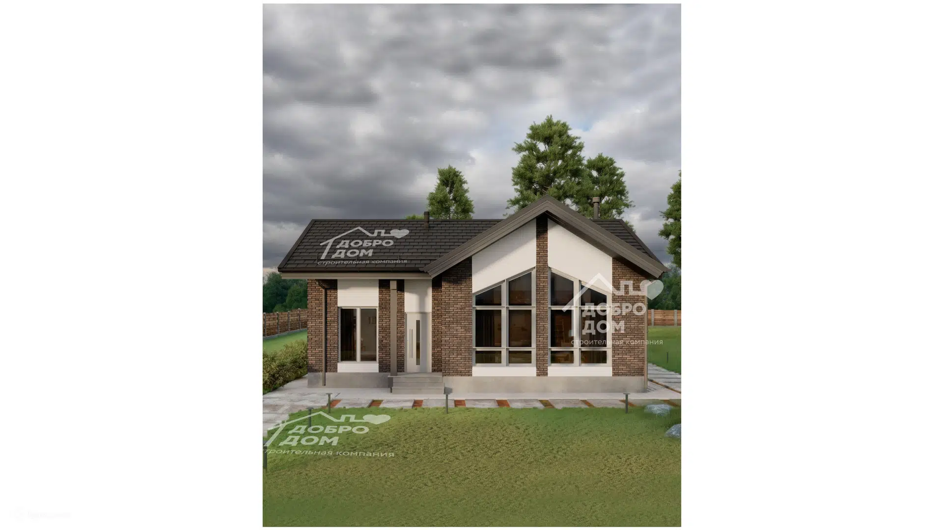 Проект дома «Коттедж Ветер» компании СК «Добро Дом» из материала Газосиликатные блоки площадью 90м² под ключ за 6175000₽ в Донецке | 1 этаж, 3 спальни, 1 санузел – Домклик