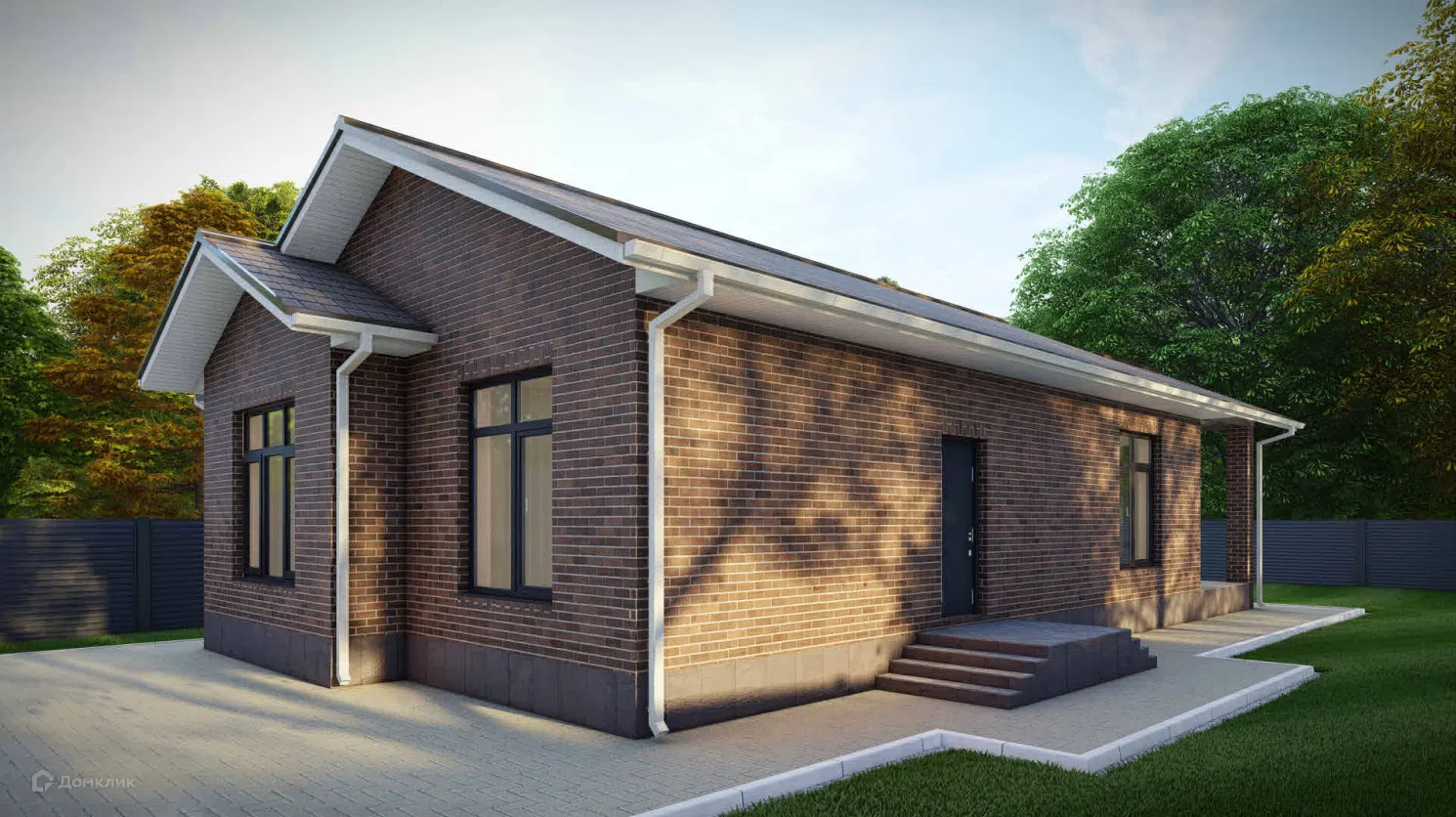 Проект дома «Проект 44» компании Рус Строй Кубань из материала Кирпич площадью 87.92м² под ключ за 5915000₽ в Донецке | 1 этаж, 3 спальни, 1 санузел – Домклик