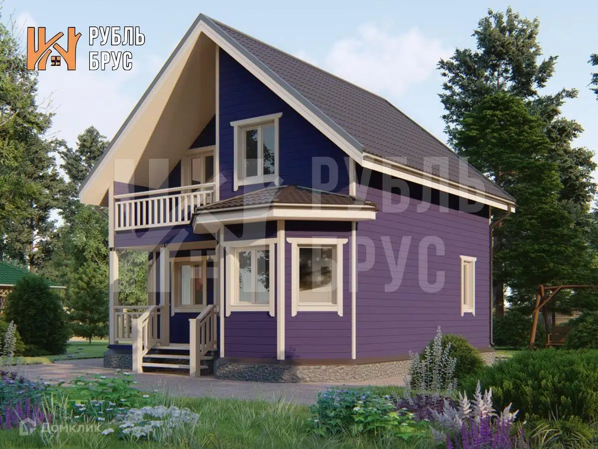 Проект дома «Каркасный дом «Тихомир»» компании РубльБрус строительство деревянных домов и бань по России. из материала Каркасный дом площадью 87м² под ключ за 5266250₽ в Донецке | 2 этажа, 4 спальни, 1 санузел – Домклик