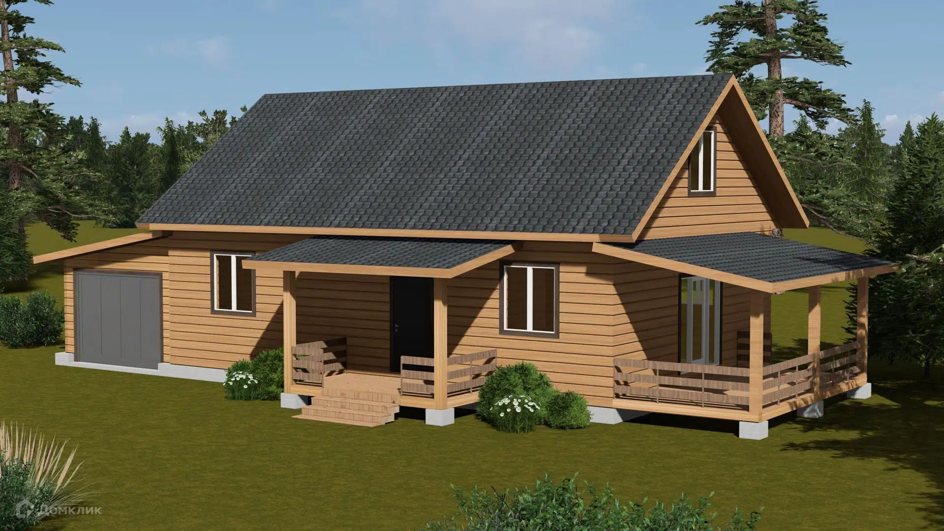 Проект дома «ТА-167 (двухскатная крыша с гаража)» компании Построй Свой Дом_ИП из материала Профилированный брус площадью 167м² под ключ за 6100000₽ в Донецке | 1 этаж, 3 спальни, 2 санузла – Домклик
