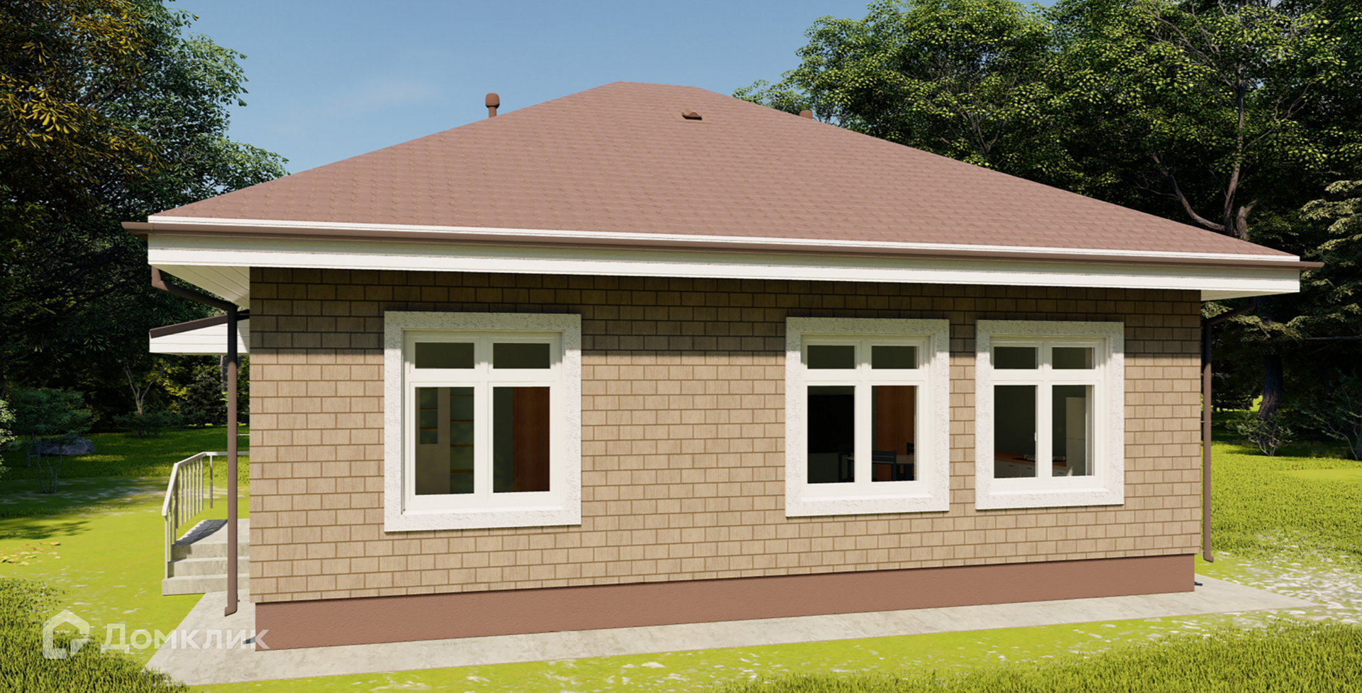 Проект дома «Комфорт» компании «Наша Маша»(ИП Каткова А.В.) из материала Газобетонные блоки площадью 89.8м² под ключ за 5200000₽ в Донецке | 1 этаж, 3 спальни, 2 санузла – Домклик