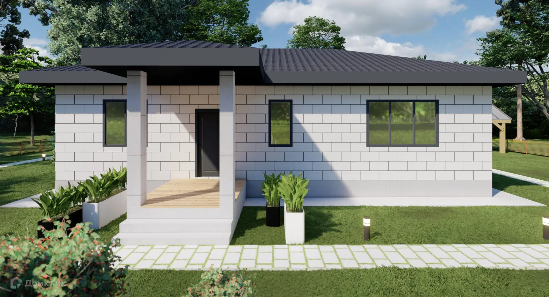 Проект дома «Загородный дом КЕРАМА-89» компании ООО «СЕДЬМОЕ НЕБО» из материала Газобетонные блоки площадью 88м² под ключ за 7510000₽ в Донецке | 1 этаж, 3 спальни, 2 санузла – Домклик