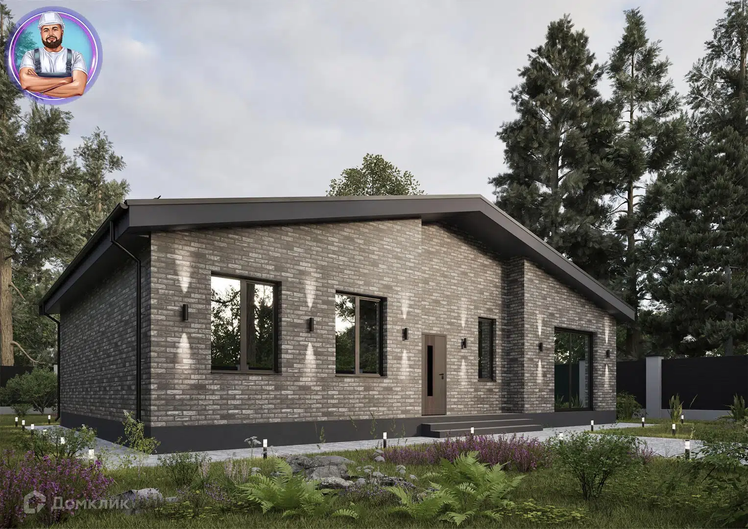 Проект дома «Проект Загородный дом №51» компании Vasilich из материала Газосиликатные блоки площадью 126м² под ключ за 7500000₽ в Донецке | 1 этаж, 4 спальни, 2 санузла – Домклик