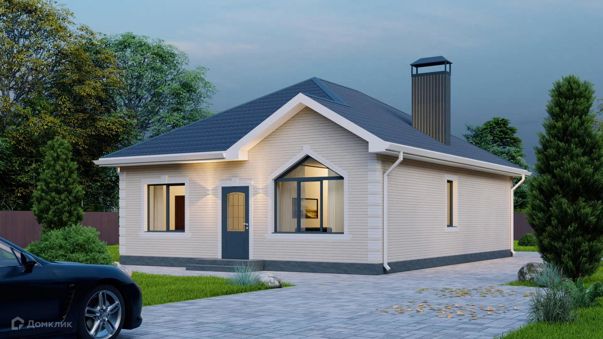 Проект дома «Коттедж "Классика"» компании А-Девелопмент из материала Кирпич площадью 92.3м² под ключ за 5208972₽ в Донецке | 1 этаж, 3 спальни, 1 санузел – Домклик