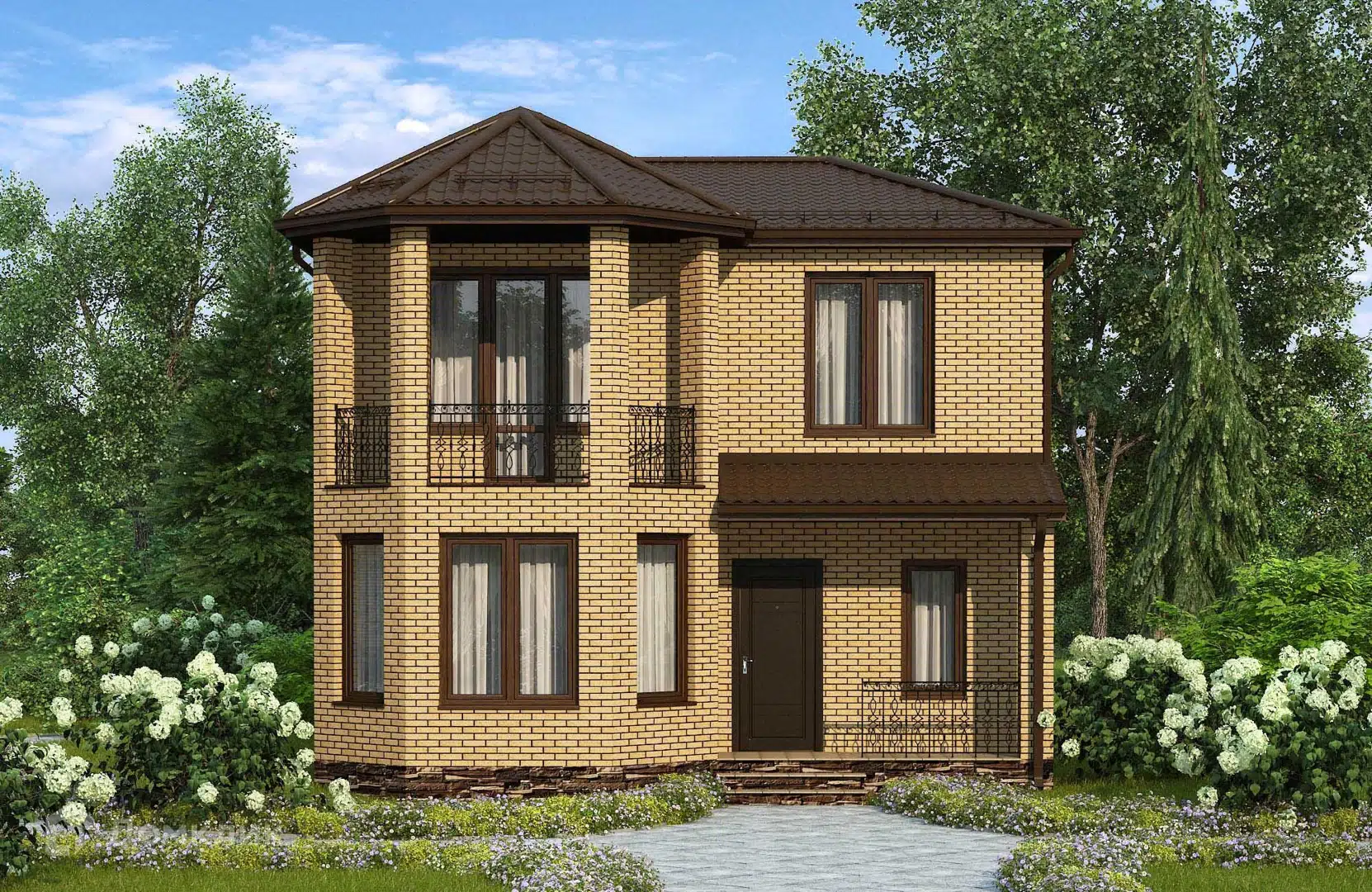 Проект дома «Проект №80» компании Новация из материала Керамические блоки площадью 116м² под ключ за 6380000₽ в Донецке | 2 этажа, 3 спальни, 2 санузла – Домклик