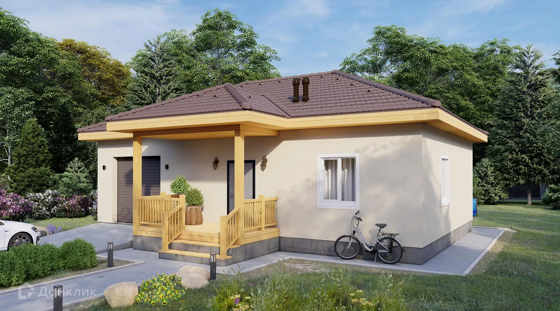 Проект дома «АРБ-64» компании СПК «ЭталонСтрой» из материала Арболитовые блоки площадью 91.8м² под ключ за 4600000₽ в Луганске | 1 этаж, 3 спальни, 1 санузел – Домклик