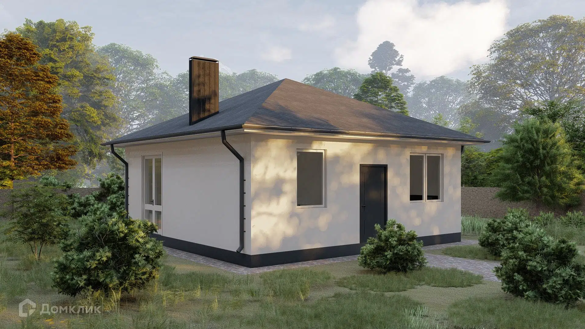 Проект дома «Очаг» компании Сапфир из материала SIP-панели площадью 65.5м² под ключ за 4050000₽ в Донецке | 1 этаж, 2 спальни, 1 санузел – Домклик