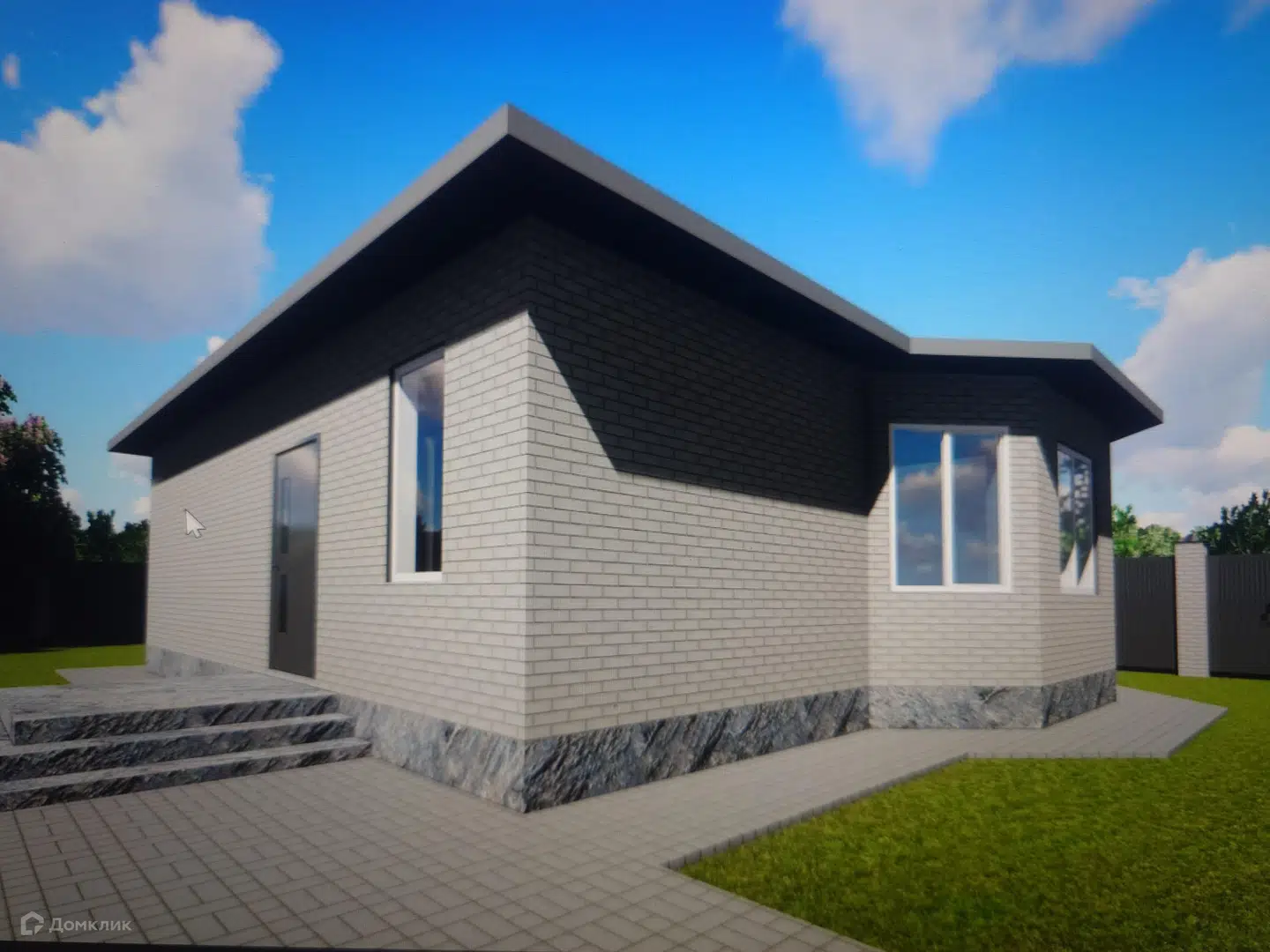 Проект дома «Проект-3» компании ИП Бережной Александр из материала Газобетонные блоки площадью 75.2м² под ключ за 5510000₽ в Донецке | 1 этаж, 3 спальни, 1 санузел – Домклик