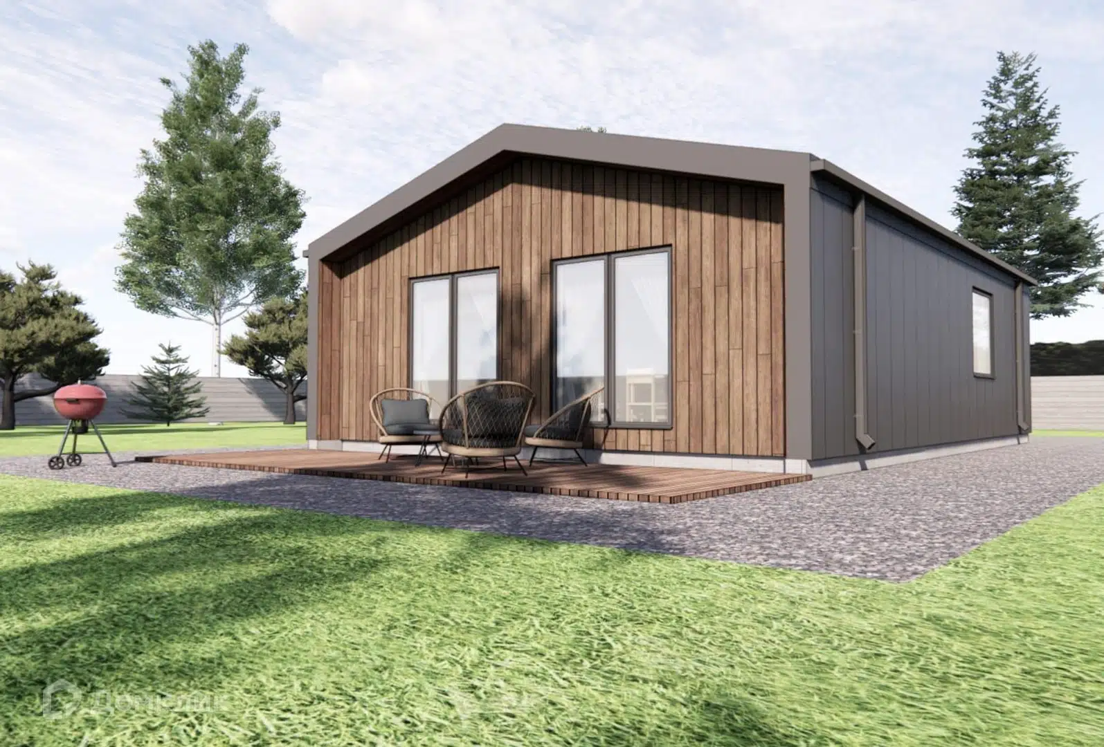 Проект дома «Барнхаус 64» компании NORTH HOUSE из материала Каркасный дом площадью 64м² под ключ за 5850000₽ в Донецке | 1 этаж, 3 спальни, 1 санузел – Домклик