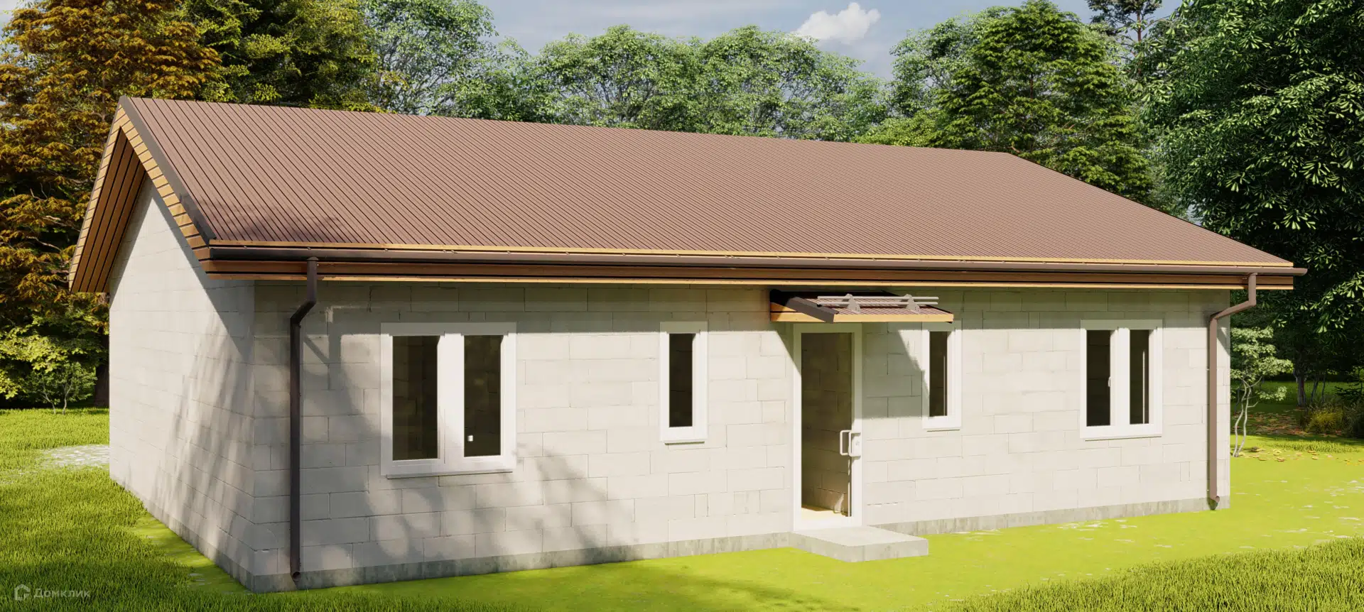 Проект дома «Чижик» компании Строим45 из материала Газобетонные блоки площадью 90.8м² под ключ за 5760000₽ в Донецке | 1 этаж, 3 спальни, 1 санузел – Домклик