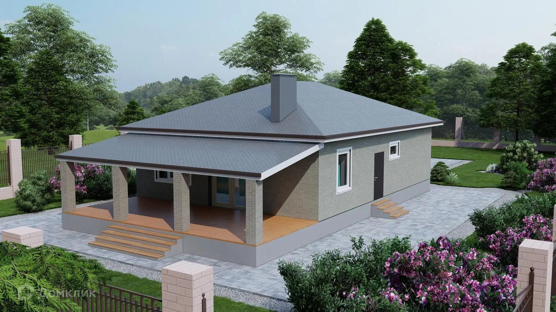 Проект дома «Классика 04» компании ИП Брумм Светлана Михайловна из материала Кирпич площадью 98м² под ключ за 7680000₽ в Донецке | 1 этаж, 3 спальни, 2 санузла – Домклик