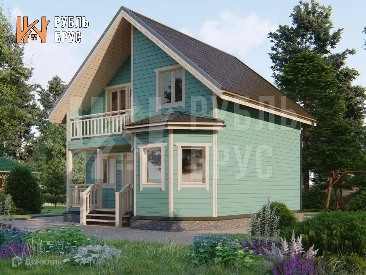 Проект дома «Каркасный дом «Ефим»» компании РубльБрус строительство деревянных домов и бань по России. из материала Каркасный дом площадью 90м² под ключ за 5306250₽ в Донецке | 2 этажа, 2 спальни, 2 санузла – Домклик
