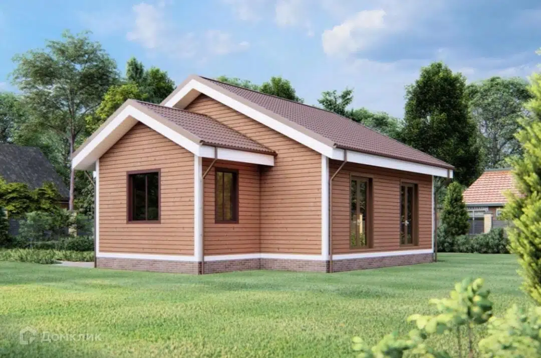 Проект дома «Дом "Классический" 80» компании ООО «ЛЕСИНА» из материала Каркасный дом площадью 80м² под ключ за 5800000₽ в Донецке | 1 этаж, 3 спальни, 1 санузел – Домклик