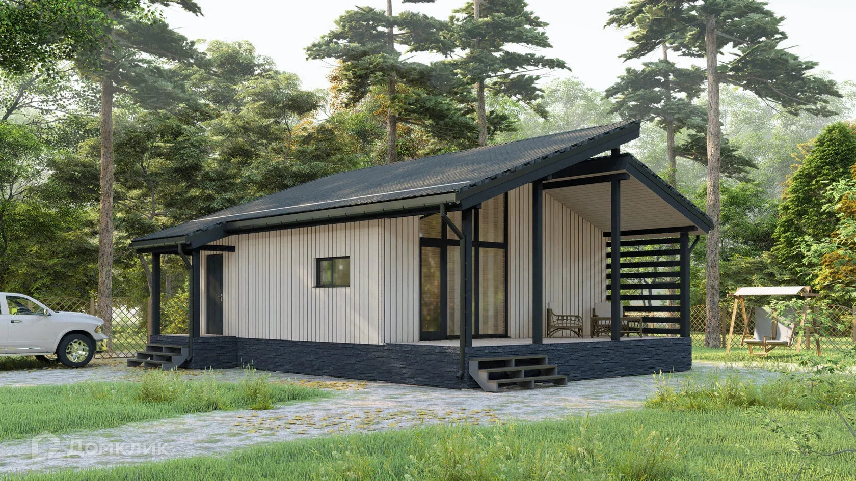 Проект дома «Рафаэль» компании 5 СТЕН из материала Каркасный дом площадью 63.44м² под ключ за 3099000₽ в Донецке | 1 этаж, 2 спальни, 1 санузел – Домклик