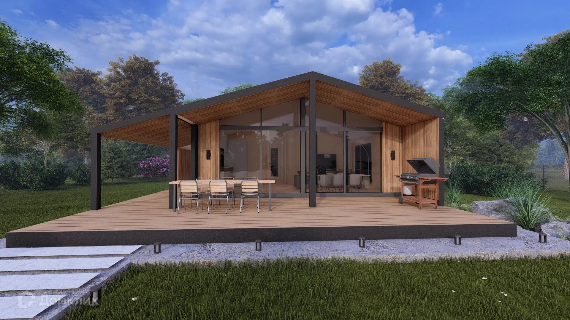 Проект дома «Barn 100» компании LoftHouse из материала Каркасный дом площадью 143м² под ключ за 12500000₽ в Донецке | 1 этаж, 3 спальни, 1 санузел – Домклик