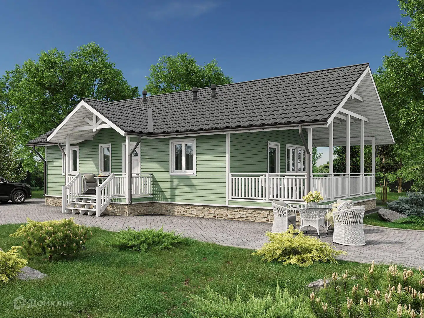 Проект дома «Витязь М - 7 КП-200 7.52х11 м (Заходи и Живи) Л» компании Теремъ из материала Каркасный дом площадью 93.11м² под ключ за 10762120₽ в Луганске | 1 этаж, 3 спальни, 1 санузел – Домклик