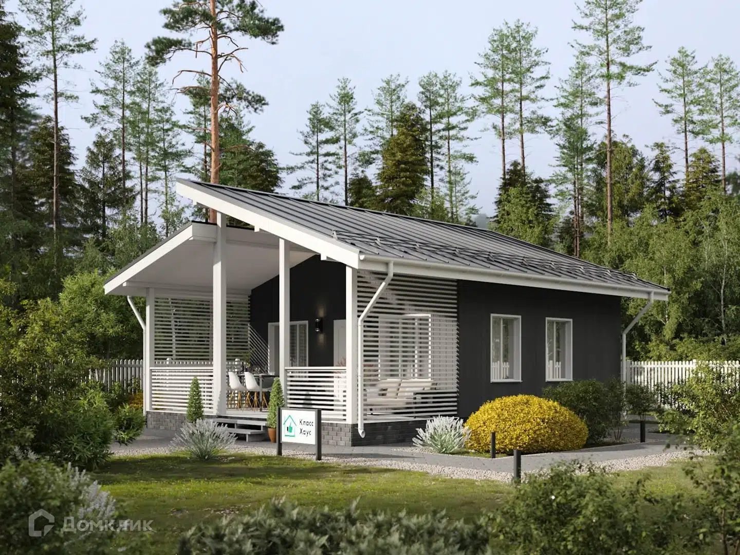 Проект дома «Рим» компании Класс Хаус из материала Каркасный дом площадью 63м² под ключ за 2300000₽ в Донецке | 1 этаж, 2 спальни, 1 санузел – Домклик