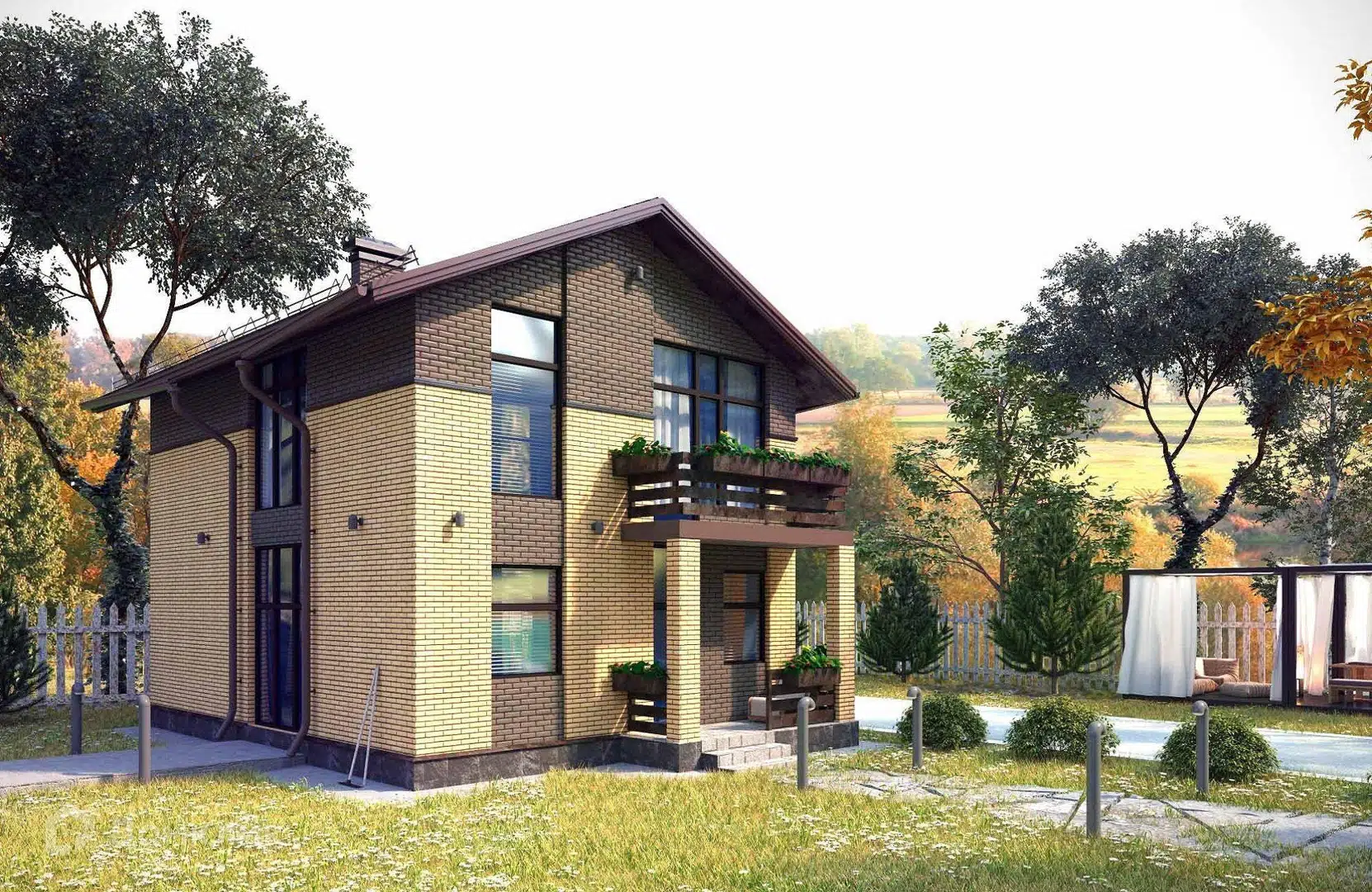 Проект дома «Проект №31» компании Новация из материала Керамические блоки площадью 104м² под ключ за 5720000₽ в Донецке | 2 этажа, 3 спальни, 2 санузла – Домклик