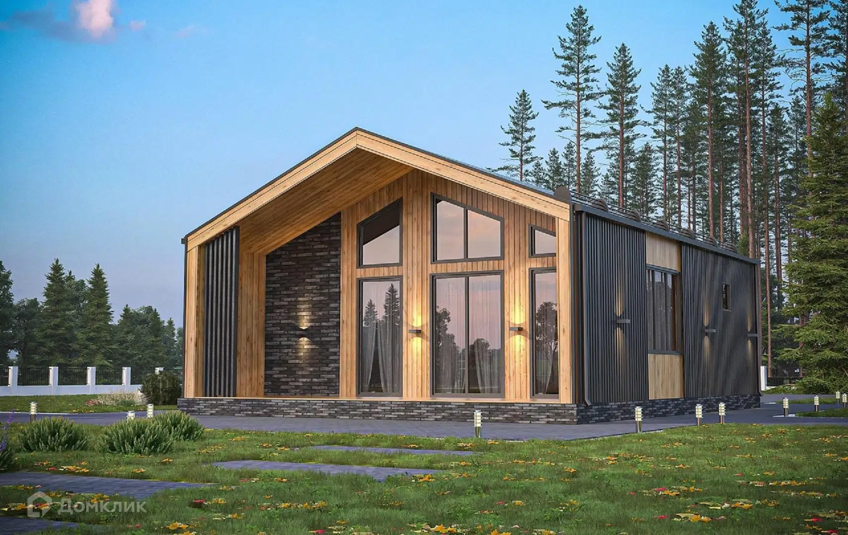 Проект дома «Б-13» компании Теплодина из материала Каркасный дом площадью 64м² под ключ за 3328000₽ в Донецке | 1 этаж, 2 спальни, 1 санузел – Домклик