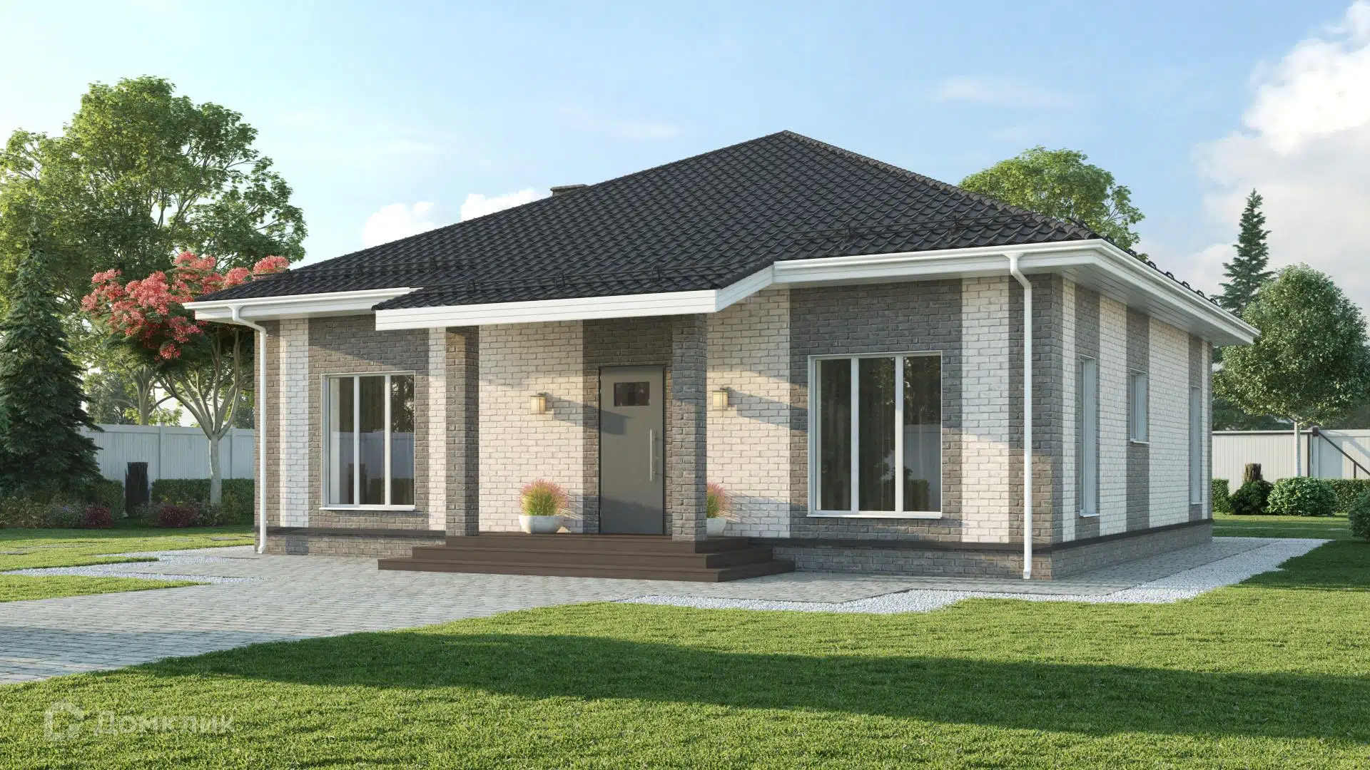 Проект дома «Мирвилл-1» компании СК Брянскдом из материала Газосиликатные блоки площадью 115м² под ключ за 7200000₽ в Донецке | 1 этаж, 3 спальни, 2 санузла – Домклик