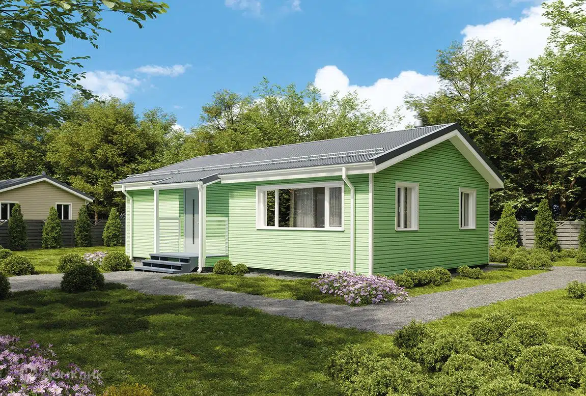 Проект дома «Комфорт К68» компании ООО «ТЕХНОЛОГИЯ СОВРЕМЕННОГО ДОМА» из материала Каркасный дом площадью 68м² под ключ за 3265409₽ в Донецке | 1 этаж, 3 спальни, 1 санузел – Домклик