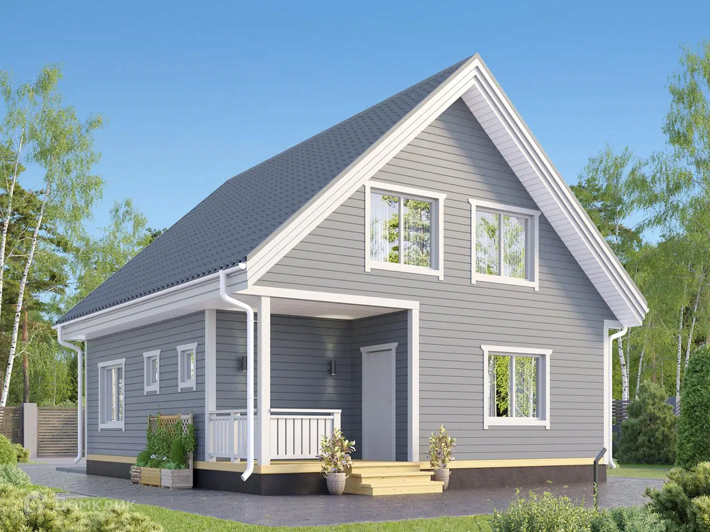 Проект дома «Белов» компании FamilyDom из материала Каркасный дом площадью 98м² под ключ за 4734000₽ в Донецке | 2 этажа, 4 спальни, 1 санузел – Домклик