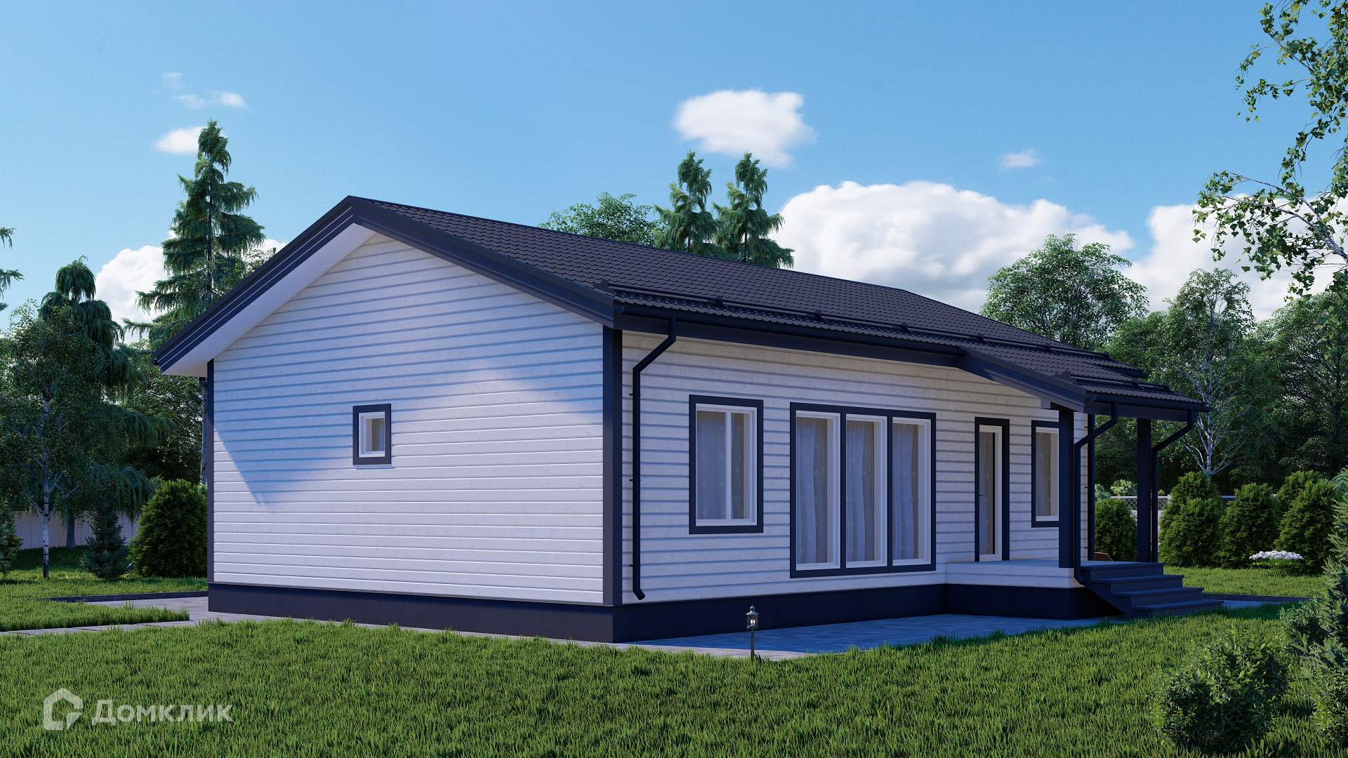 Проект дома «КД-133» компании OLLATALO из материала Каркасный дом площадью 97.75м² под ключ за 4700000₽ в Донецке | 1 этаж, 3 спальни, 2 санузла – Домклик
