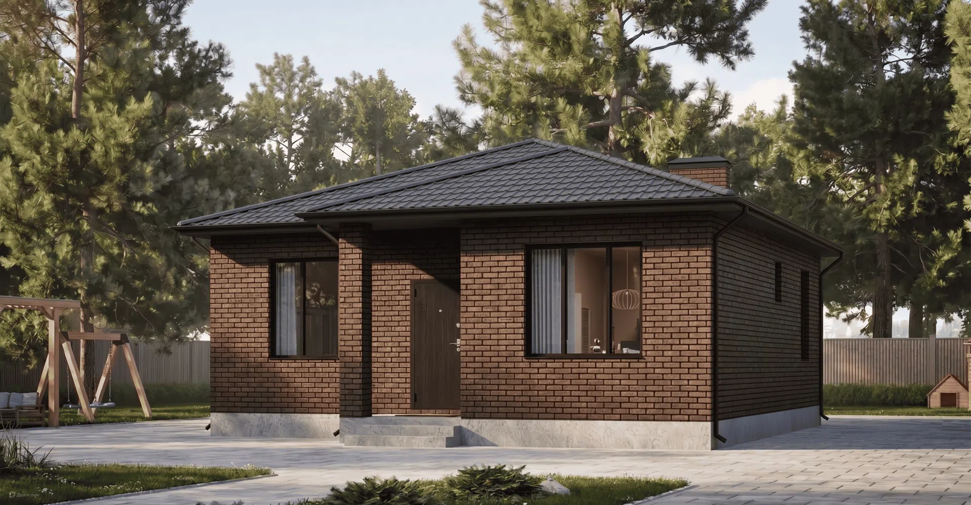 Проект дома «Жилой дом DS-69» компании ИП Саакян Андраник Мартикович из материала Газобетонные блоки площадью 69м² под ключ за 4209000₽ в Донецке | 1 этаж, 2 спальни, 1 санузел – Домклик