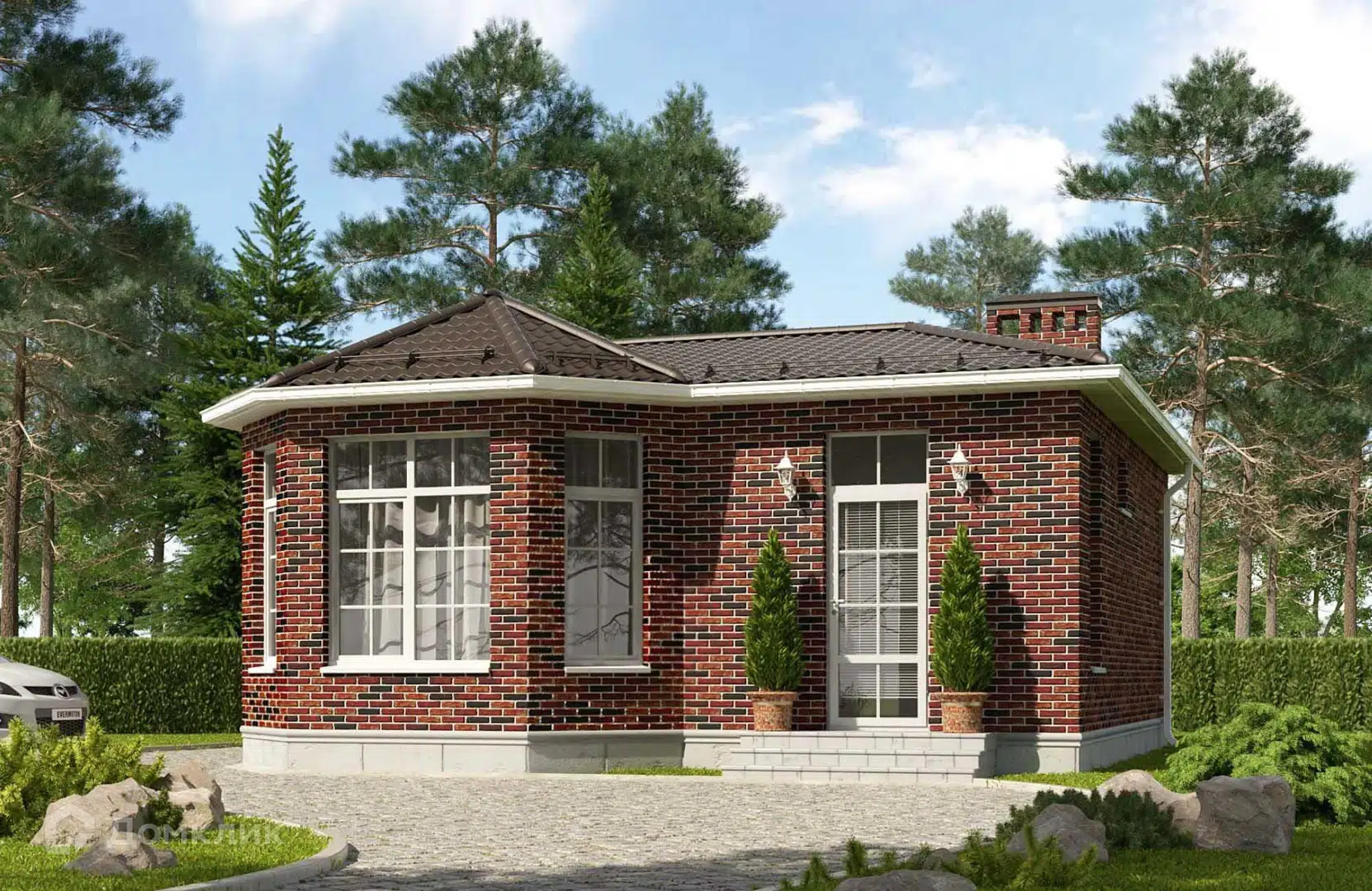 Проект дома «Проект №3» компании Новация из материала Кирпич площадью 82м² под ключ за 6000000₽ в Донецке | 1 этаж, 2 спальни, 1 санузел – Домклик