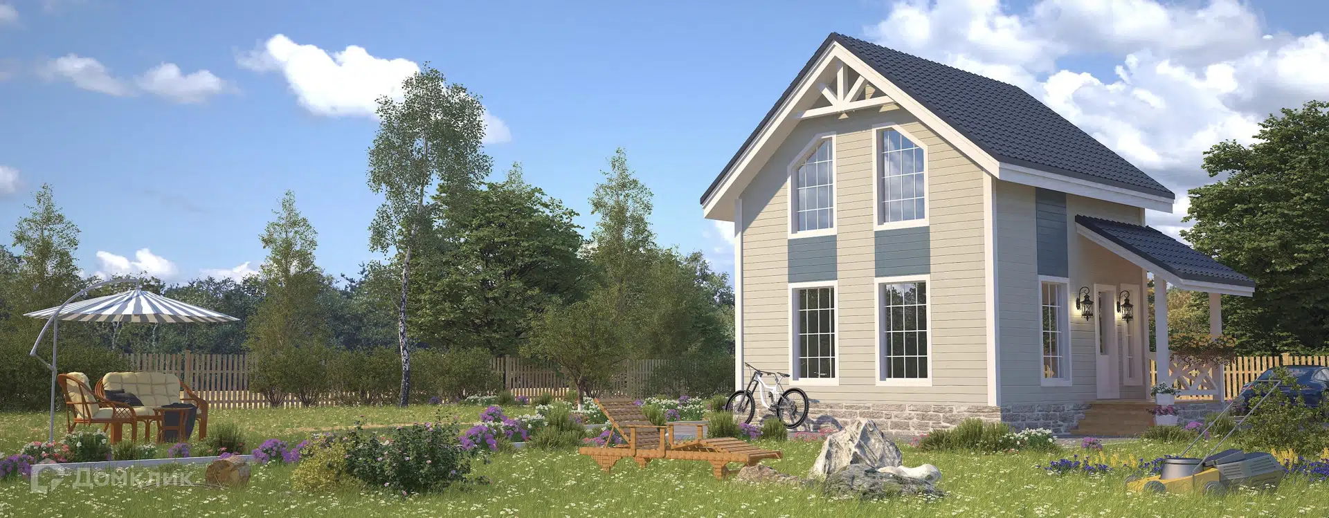 Проект дома «Радужный 6х6» компании Азбука Дома из материала Каркасный дом площадью 62.5м² под ключ за 2050654₽ в Донецке | 2 этажа, 2 спальни, 1 санузел – Домклик