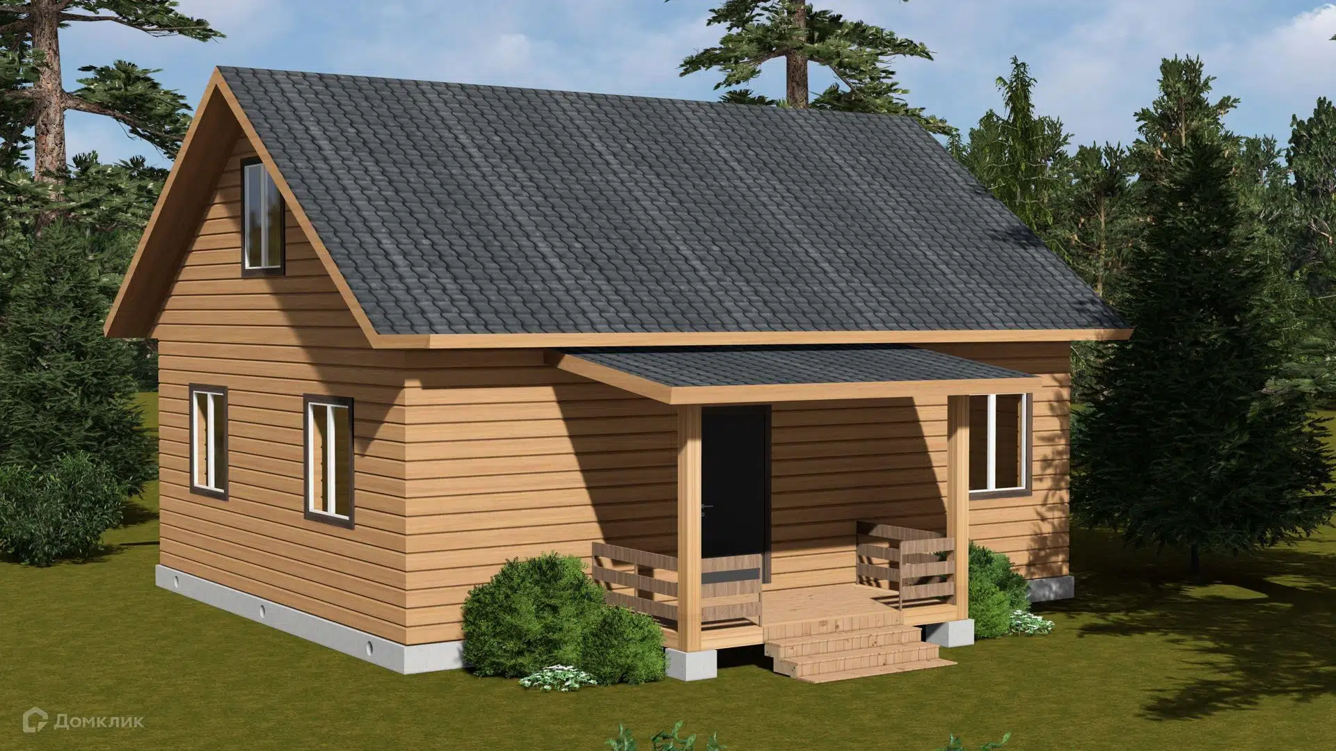 Проект дома «Брусовой дом двухскатной крышей  ТА-131» компании Построй Свой Дом_ИП из материала Профилированный брус площадью 131м² под ключ за 6518278₽ в Донецке | 1 этаж, 3 спальни, 3 санузла – Домклик