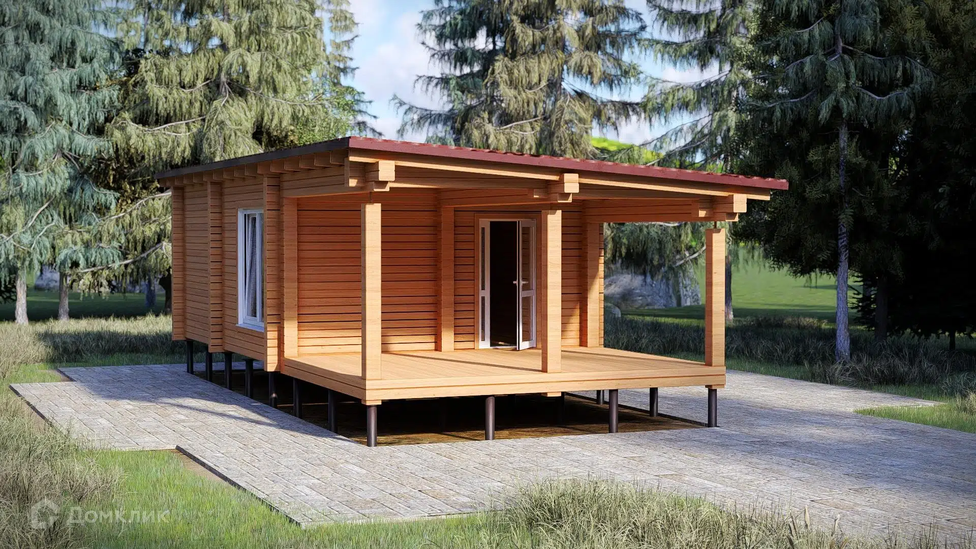 Проект дома «Загородный дом из профилированного бруса ПБ-50» компании ИЗБА из материала Профилированный брус площадью 51.3м² под ключ за 2450000₽ в Донецке | 1 этаж, 1 спальня, 2 санузла – Домклик