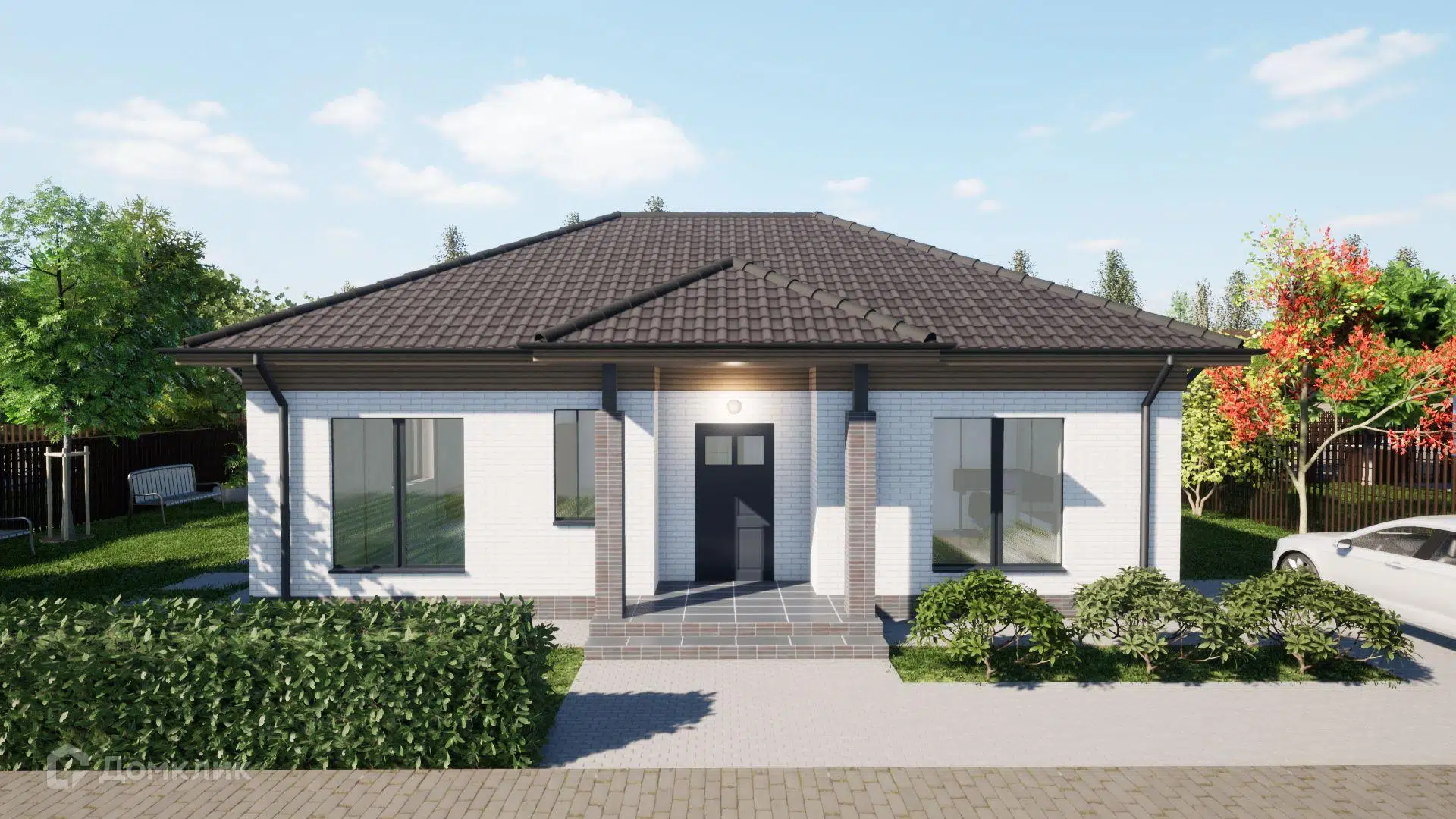 Проект дома «К 0112» компании СК «Константин Инвест Капитал» из материала Кирпич площадью 76м² под ключ за 4410000₽ в Донецке | 1 этаж, 2 спальни, 1 санузел – Домклик