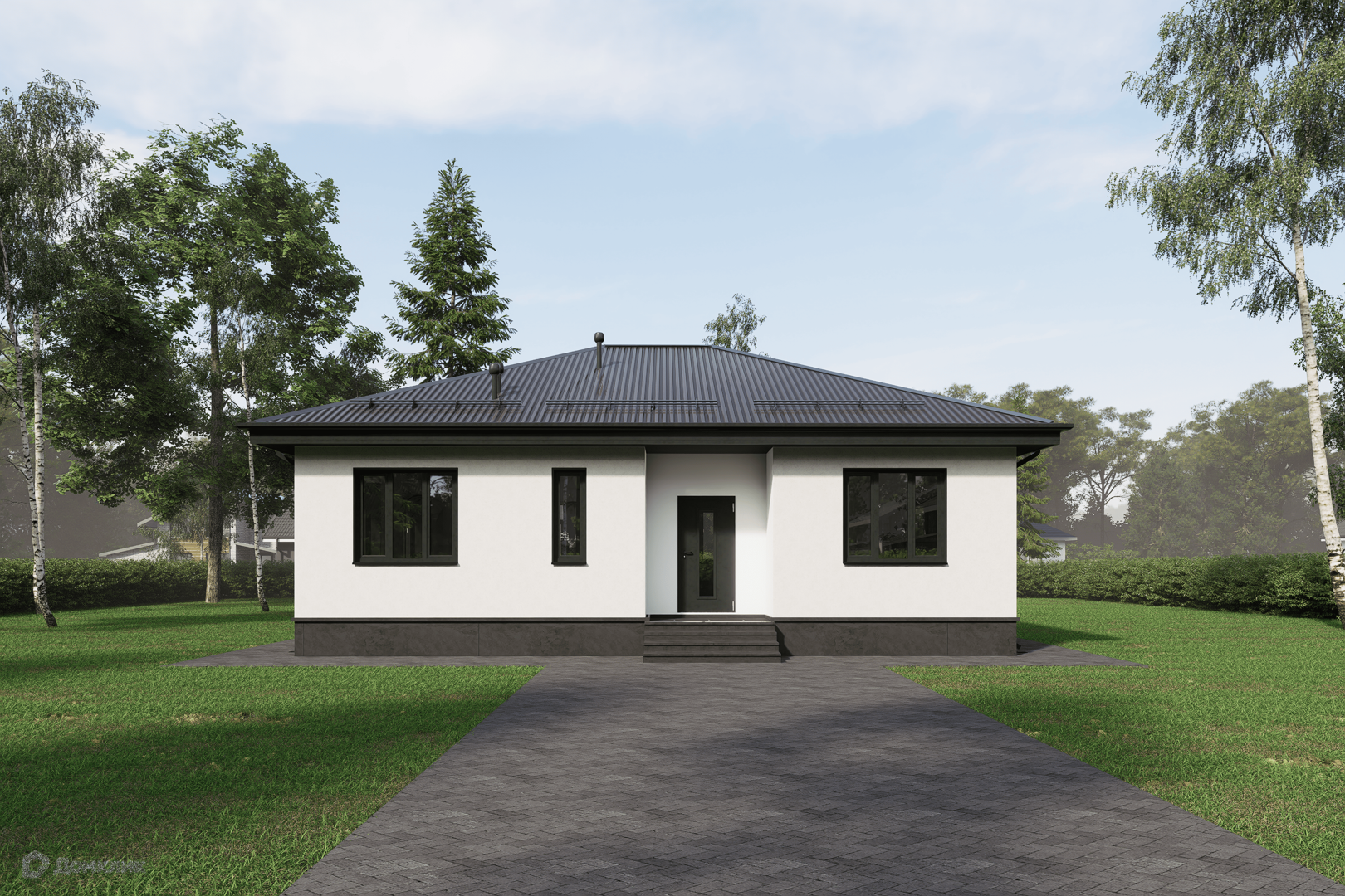 Проект дома «Загородный дом Леон-110» компании Титан из материала Пескоцементные блоки площадью 109.1м² под ключ за 6000000₽ в Донецке | 1 этаж, 3 спальни, 2 санузла – Домклик