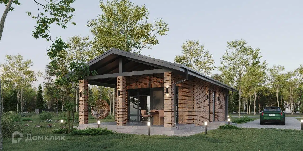 Проект дома «Смарт-63 с террасой» компании СК «Автор Комфорта» из материала Газосиликатные блоки площадью 63.6м² под ключ за 3498000₽ в Донецке | 1 этаж, 2 спальни, 1 санузел – Домклик