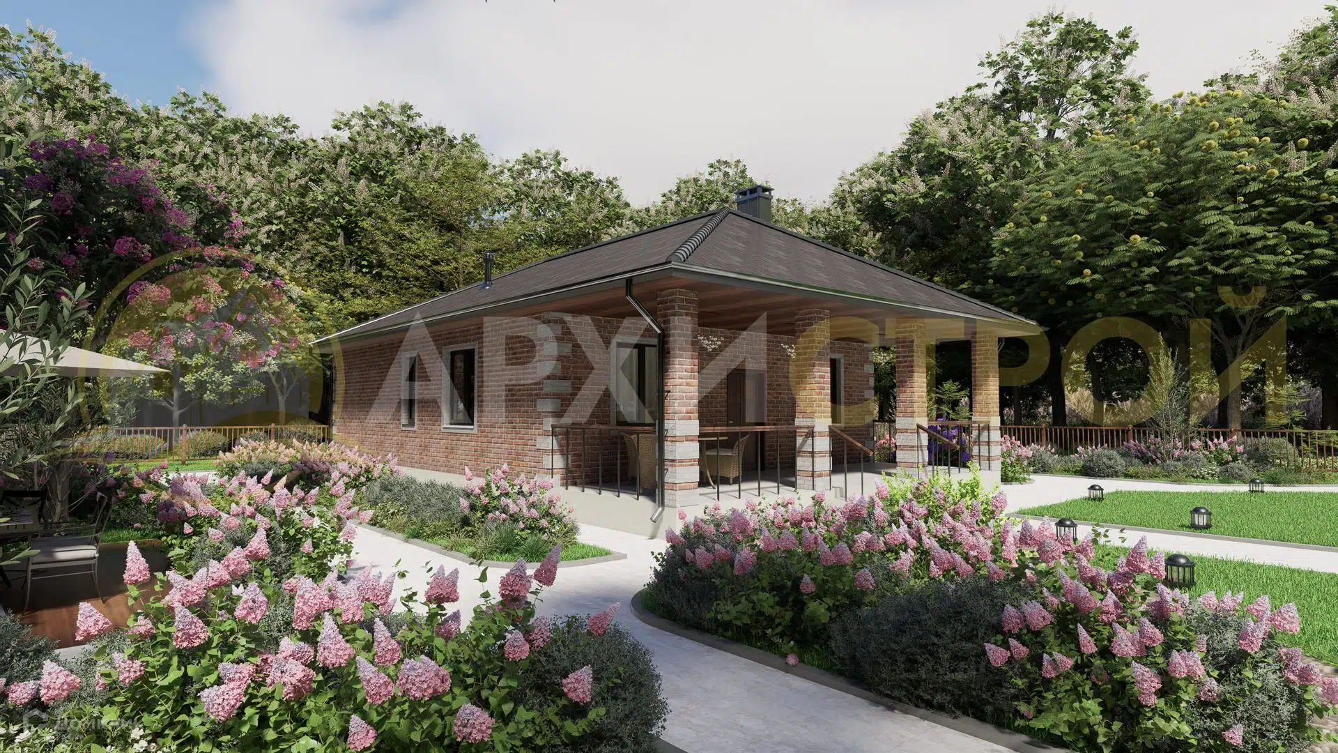 Проект дома «Проект 80М» компании Архистрой из материала Газосиликатные блоки площадью 80м² под ключ за 6145000₽ в Донецке | 1 этаж, 3 спальни, 1 санузел – Домклик