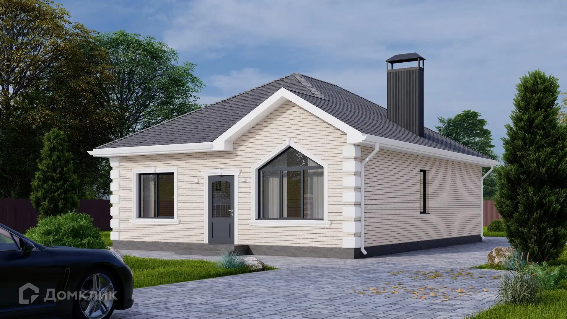 Проект дома «Коттедж 92,3 кв.м.» компании А-Девелопмент из материала Кирпич площадью 92.3м² под ключ за 4935480₽ в Донецке | 1 этаж, 3 спальни, 1 санузел – Домклик