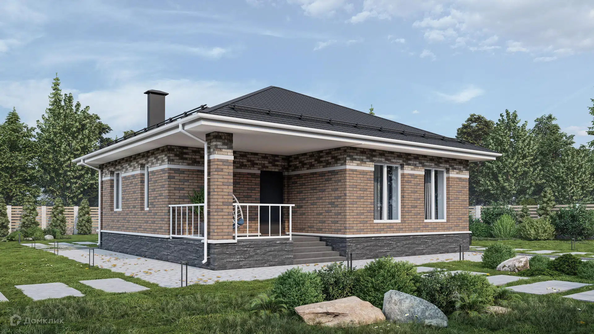 Проект дома «Дом Б042» компании 160 квадратных метров из материала Газосиликатные блоки площадью 82.1м² под ключ за 5100000₽ в Донецке | 1 этаж, 2 спальни, 1 санузел – Домклик