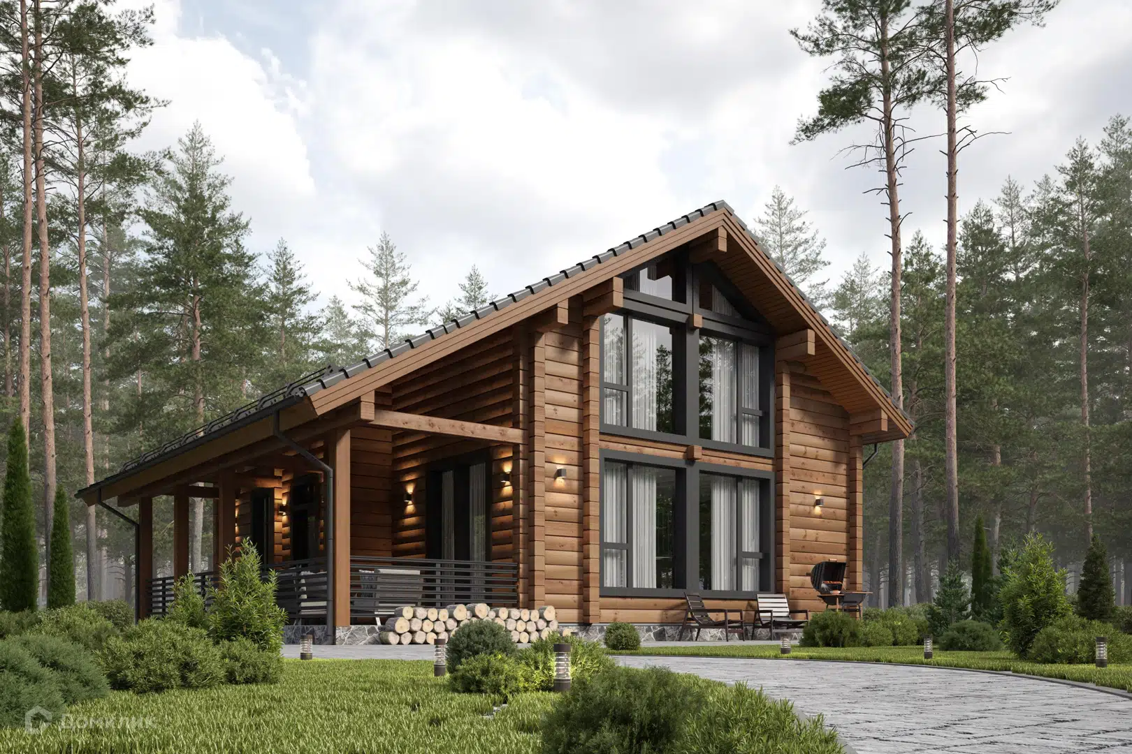 Проект дома «NORD-180» компании NORDWOOD из материала Клееный брус площадью 181м² под ключ за 7087000₽ в Донецке | 2 этажа, 4 спальни, 2 санузла – Домклик