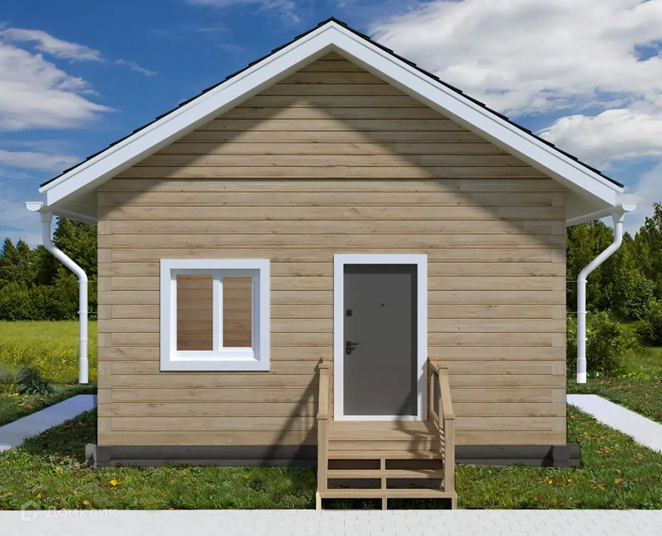 Проект дома «SB-45» компании Саха Билдинг из материала Профилированный брус площадью 38м² под ключ за 5598999₽ в Луганске | 1 этаж, 2 спальни, 1 санузел – Домклик